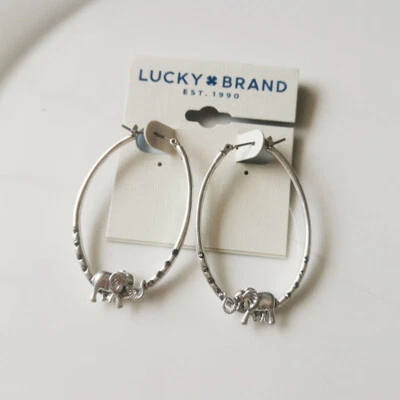 $8.59 • Buy New Lucky Brand Elephant Hoop Earrings Gift Vintage Women Party Holiday Jewelry