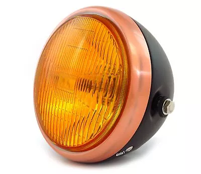 6.5  Bullet Side Mount H4 Halogen Motorcycle Headlight Matte Black Bronze Amber • $35.95