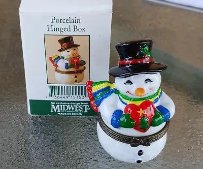 Midwest Of Cannon Falls Snowman Holding Red Heart Trinket Holder In Box • $12.99
