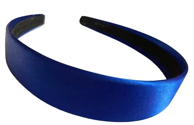 Royal Blue Satin Alice Band Headband Hair Band 2.5cm 1 Inch Wide School NEW • £2.99