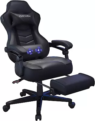 Racing Gaming Chair For Adults With Footrest And Massage Lumbar Pillow Swivel H • £163.46