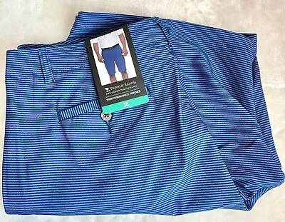 NWT Pebble Beach Mens Shorts Dry Luxe Performance Golf Sports Blue Stripes 38 In • $19.95
