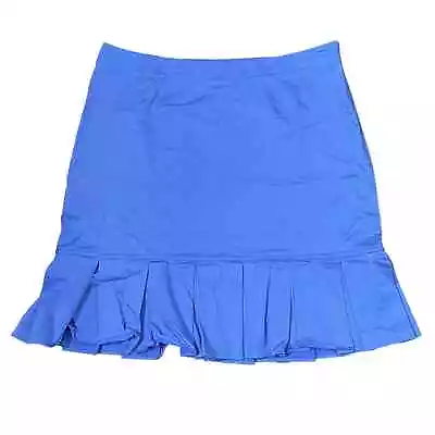 Christopher & Banks Stretch Mini Skirt Peplum Pleated Hem Plus Sz. Women 16 Blue • $15.99