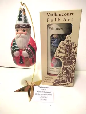 Vaillancourt Folk Art Glass Ornament Starlight SANTA W/PINES OR 9730 LE 347/3000 • $58.50