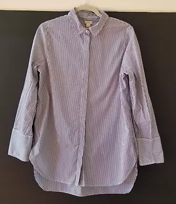 J Crew Factory LONG Striped Infinity Button Down Shirt – Women's - Large • $12.50