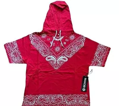 Makobi Men's Lightweight Shirt - Short Sleeve Fashion Hoodie Red M150 • $16.99