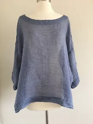 J.jill Pure Jill 100% Linen Gauze Blue Lightweight Top Size L • $28