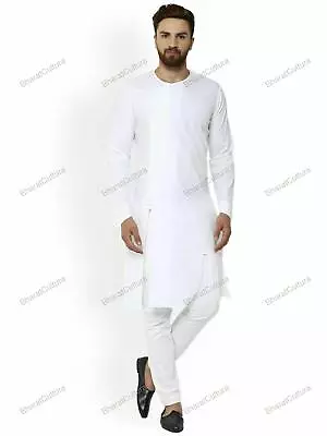 Mens Kurta Cotton Clothing Kurta Homewear Shirts Top Shirt Solid Kurta Indian • £16.98