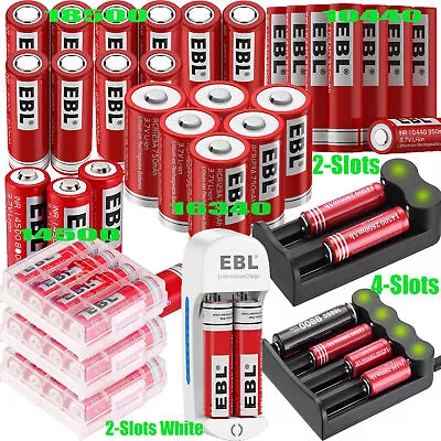 EBL 3.7V 18500 16340 14500 10440 Li-ion Rechargeable Batteries / Charger Lot • $25.99
