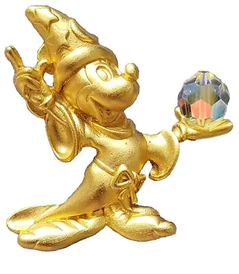 1986 Disney Napier Gold Tone Sorcerer Mickey Crystal Ball Broach Jewelry Pin • $25