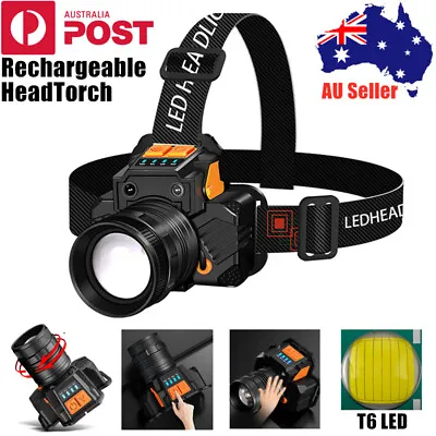 USB Rechargeable T6 LED Headlamp Head Torch Light Lamp Outdoor Camping Fishing • $22.95