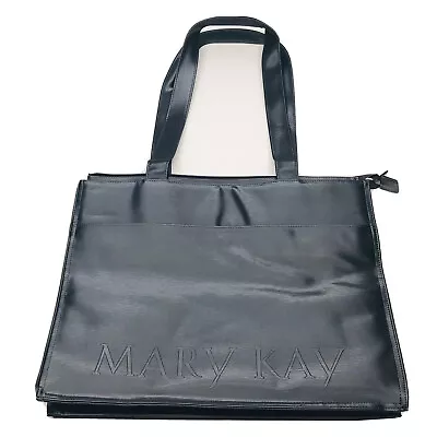 Mary Kay Travel Bag Purse Large Black Leather Rubber Bag Zippered Case 17x13 • $24.79