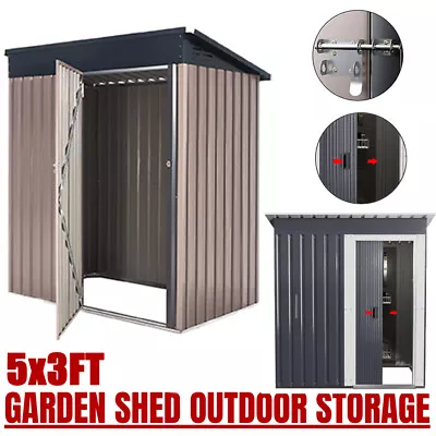  5 X 3 Ft Metal Garden Shed Outdoor Storage House Heavy Duty Tool Organizer Box • £134.90