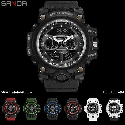 Men Large OVERSIZED Waterproof Digital Sports Military Tactical WRIST WATCH 57mm • $29.99