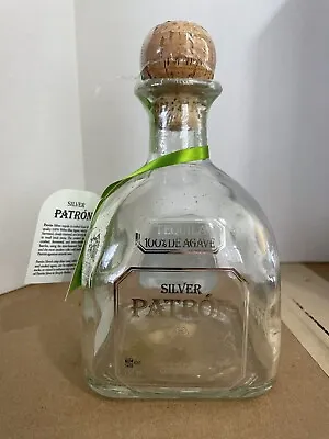 Patron Silver Tequila Bottle W/ Original Cork Empty 750 ML Terrarium Lamp Glass • $17.95