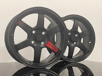 4 Pcs 15X6.5 TE37 Style Matt Black Alloy Rim JDM ET 35P  4x100 For MX-5 • $949.99