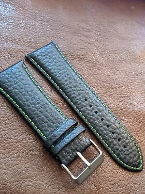 28mm Kahuna Black Textured Replacement Watch Strap Genuine Leather   • £10.79