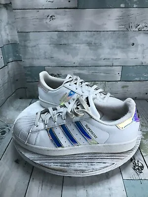 $51 • Buy Adidas Superstar J Running Shoes Mens 6.5 White Hologram Iridescent Sneakers