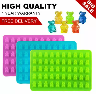 50 Gummy Bears Silicone Mould Chocolate Fondant Jelly Ice Cube Mold • £3.45