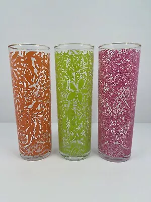 Lilly Pulitzer Cocktail Tumblers Drinking Glasses Set Of 3 Iced Tea Cup 13.5 Oz • $12.99