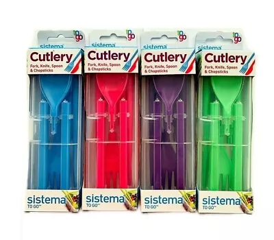 Sistema Fold Away Foldable Folding Plastic Cutlery Set - Assorted Colour • £6.99