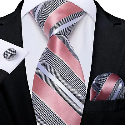 Men's Tie Silk Classic Wedding Necktie And Pocket Square Cufflinks Set Paisley • £10.99