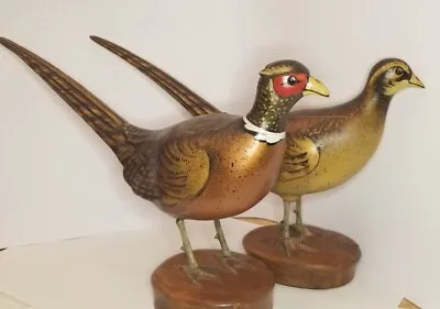 Vintage Carved Pheasant PAIR  Carl Forslund Michigan  • $375