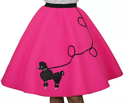 Neon Pink FELT Poodle Skirt _ Girl Size LARGE (Age 10-13) _ Waist 24 - 32  • $29.95