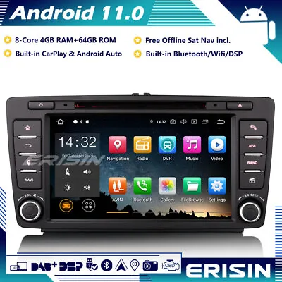 8 DAB+Android 11.0 Car Stereo Sat Nav 8-Core For Skoda Octavia Yeti Rapid Superb • £198