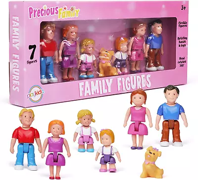 Family Figures - Set Of 7 Small Toy People For Dollhouse Play Includes Parents • $38.92