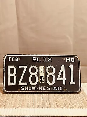 Vintage Missouri License Plate Expired Feb 1993 BZ8 841 Show Me State • $12