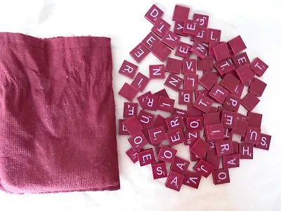 100 Scrabble Tiles Maroon Red Burgundy W White Letters - Crafts Replacement • $15
