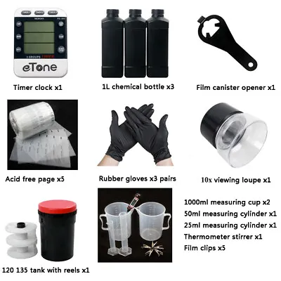 Darkroom Equipment Kit Developing Set For 120 135 35mm Color B&W Film Processing • £75.59