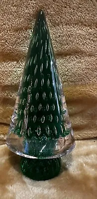 Vintage Murano  Green Tree With Controlled Bubbles Submerged IN Murano Glass • $129.90