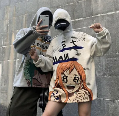 $20.15 • Buy Anime One Piece Roronoa Zoro Nami Hoodie Sweatshirt Loose Coat Jacket Unisex