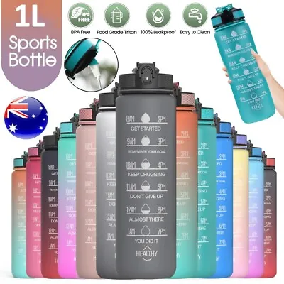 1L Sports Water Bottle Gym Travel Drinking Leakproof Bottle With Straw Bpa Free • $11.89