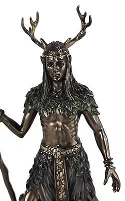 10 1/2  Cernunnos Celtic Horned God Of Animals Standing Statue Bronze Color • $65