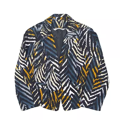 FRIT ORIGINALS Zebra Print Blazer Jacket Black Animal Print Womens M • £28.99