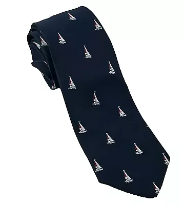 Vintage Taylor Ltd. Navy Blue Sailing Neck Tie 60x3 Nautical Sail Boats Sailboat • $17.99