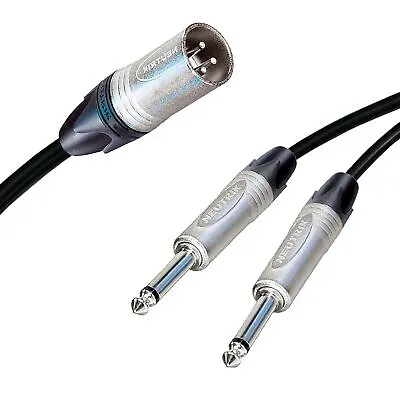 Neutrik Male XLR Split Into 2 Dual Mono Jacks Cable. Splitter Summing Lead 3m+ • £26.33