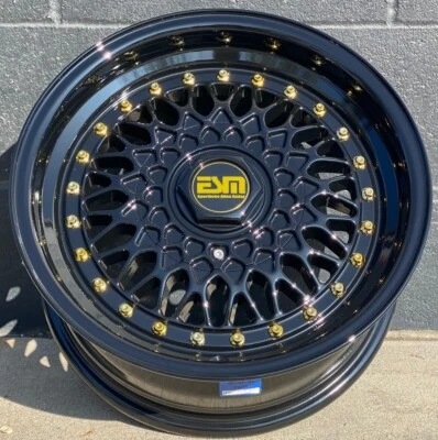 $800 • Buy 15x8 +15 Gloss Black 4x100 5x100 ESM-02R Wheels Rims VW Jetta Golf GTI Honda 