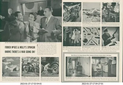1942 WWII Johnson Wax Fibber McGee Molly Planes Army Cots Vintage Print Ad L24 • $15.99