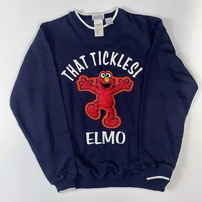 Vintage Tickle Me Elmo Embroidered Patch Sesame Street Sweatshirt Sz Large • $39.99