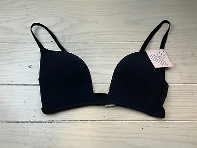 Deep U Plunge Wireless Bra Women's Size 34D Black NEW MSRP $24.99 • $12.50