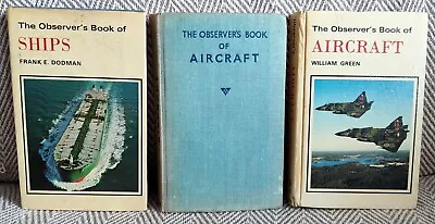 3 X Observer's Book Of Series: Ships 1978 Aircraft 1981 & Aircraft 1956 • £1.95