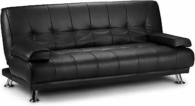 Brand New  MODERN VENICE CLICK CLACK FAUX LEATHER SOFA BED - BLACK • £584.98