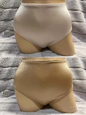 2 Vintage Vanity Fair Pin Up Shaper Sissy Baby Pink Nude Beige Hi Waist Panties • $14