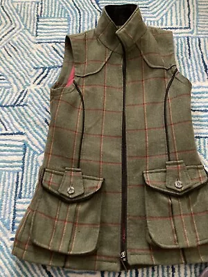 Musto Lovat Tweed Shooting Vest Womens 12 Green Check Sporting Waistcoat • £40