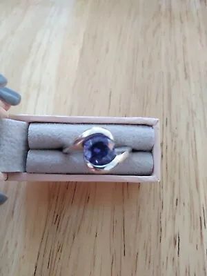 Faux Tanzanite Sterling Silver Ring QVC Size M • £16.95