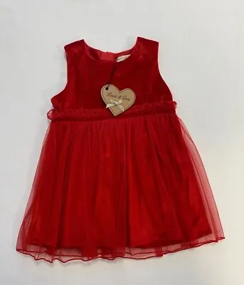£4.99 • Buy BNWT Girls / Baby Red Christmas Dress Velour & Mesh Party Special Occassion